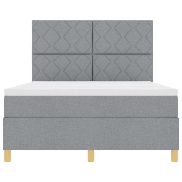 Boxspringbett mit Matratze & LED Licht Grau 160x200 cm Stoff