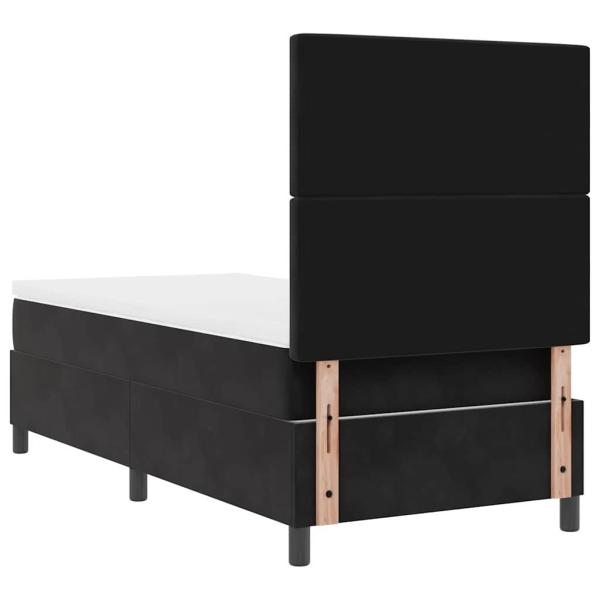 LED Boxspringbett mit Matratze Schwarz 100x200 cm Samt