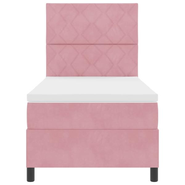 Boxspringbett mit Matratze & LED Rosa 90x190 cm Samt