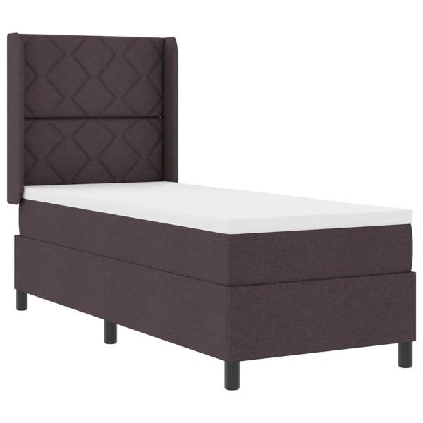ARDEBO.de - LED Boxspringbett mit Matratze Dunkelbraun 90x190 cm Stoff