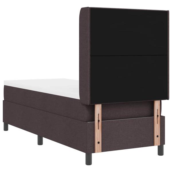 LED Boxspringbett mit Matratze Dunkelbraun 90x190 cm Stoff