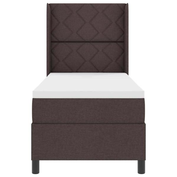 LED Boxspringbett mit Matratze Dunkelbraun 90x190 cm Stoff