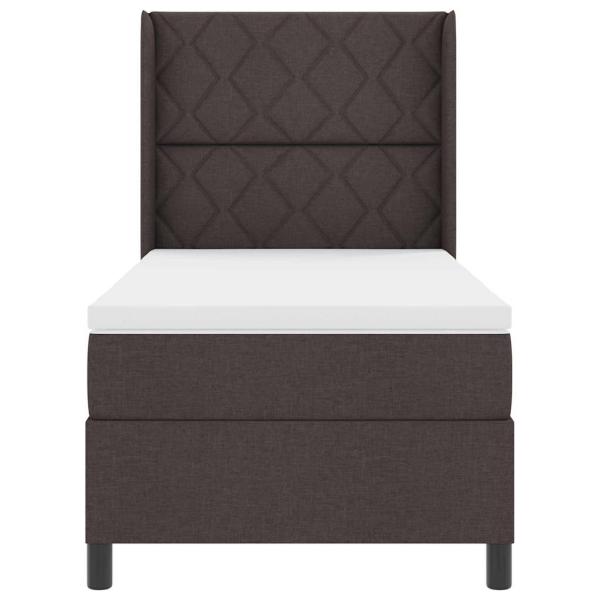 LED Boxspringbett mit Matratze Dunkelbraun 100x200 cm Stoff