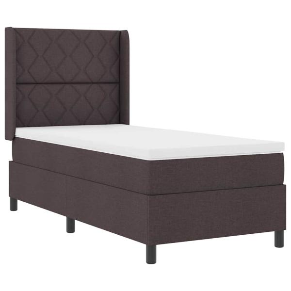 LED Boxspringbett mit Matratze Dunkelbraun 100x200 cm Stoff