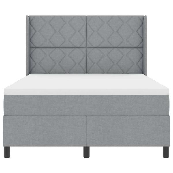 LED Boxspringbett mit Matratze Hellgrau 160x200 cm Stoff