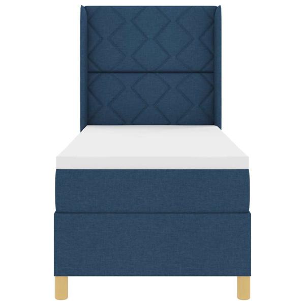 LED Boxspringbett mit Matratze Blau 80x200 cm Stoff