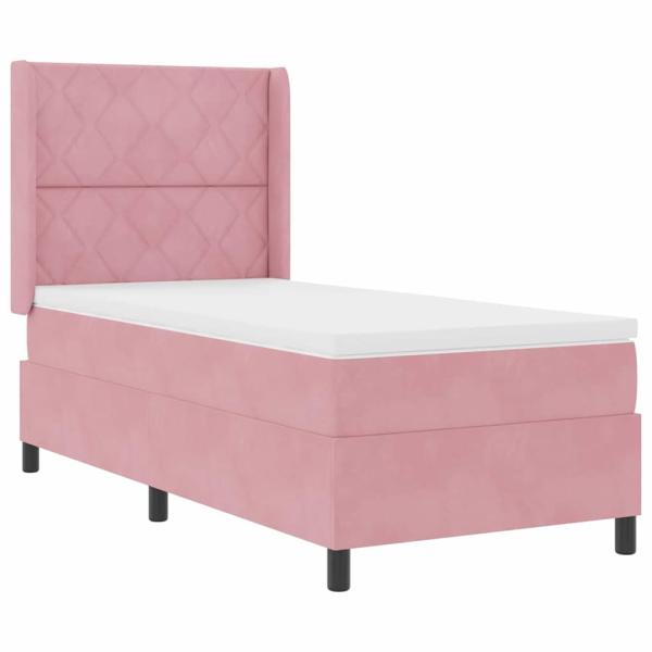 ARDEBO.de - LED Boxspringbett mit Matratze Rosa 90x190 cm Samt