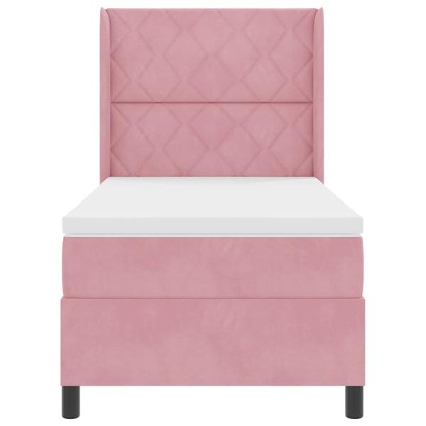 LED Boxspringbett mit Matratze Rosa 90x190 cm Samt