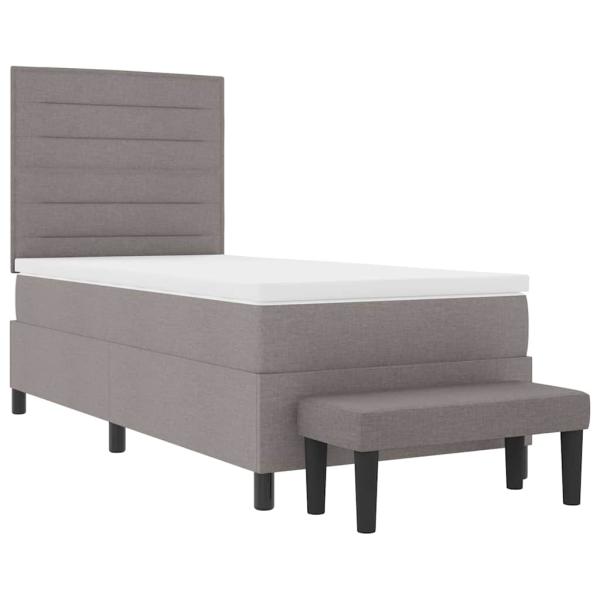 Boxspringbett mit Matratze & Bank Taupe 90x200 cm Stoff