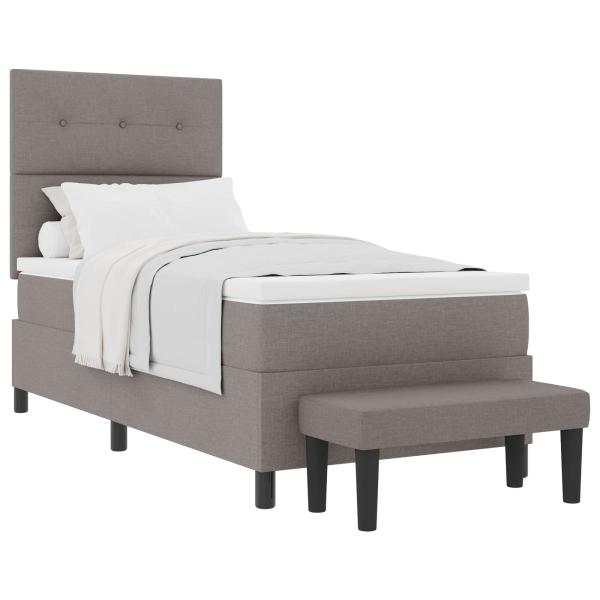 Boxspringbett mit Kissen mit Kopfteil Taupe 90 x 200 cm Stoff