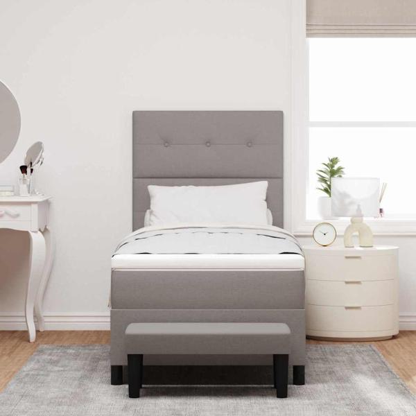 Boxspringbett mit Kissen mit Kopfteil Taupe 90 x 200 cm Stoff