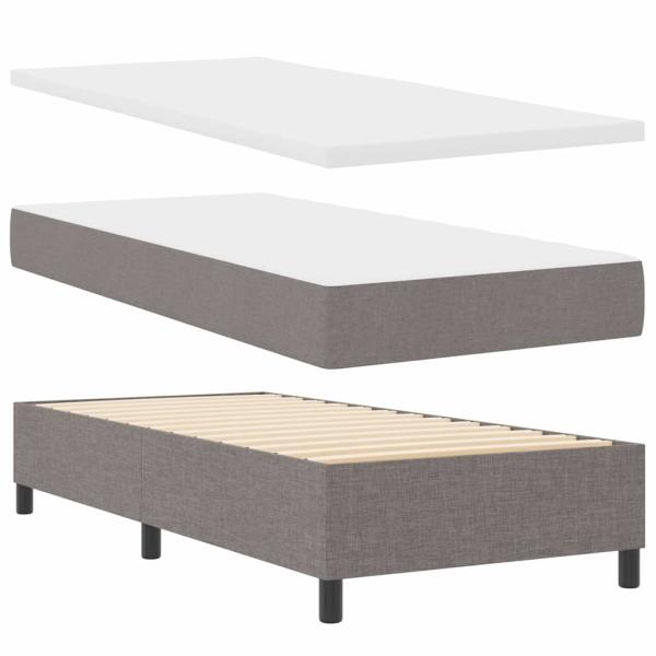 Boxspringbett mit Kissen mit Kopfteil Taupe 90 x 200 cm Stoff