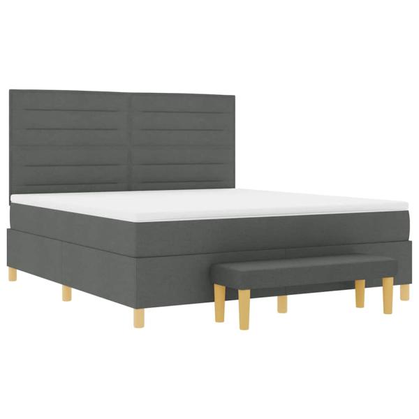 Boxspringbett mit Matratze & Bank Dunkelgrau 180x200 cm Stoff
