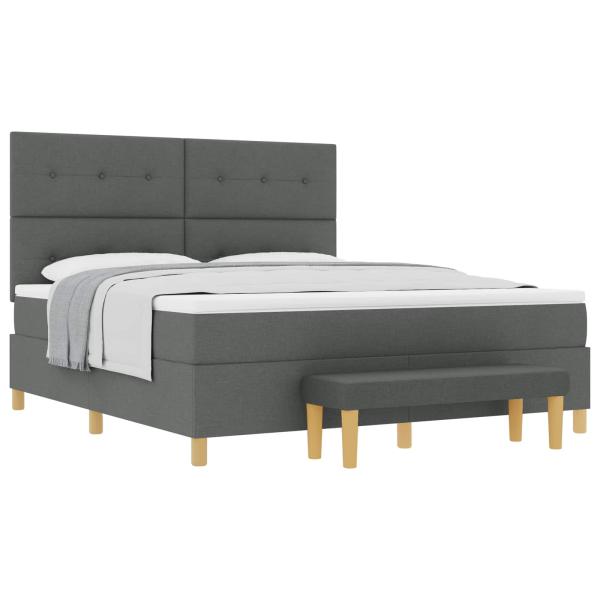 Boxspringbett mit Matratze & Bank Dunkelgrau 180x200 cm Stoff
