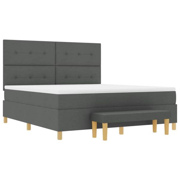 Boxspringbett mit Matratze & Bank Dunkelgrau 180x200 cm Stoff
