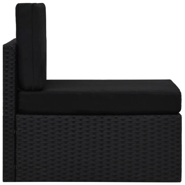 Modulares Mittelsofa Poly Rattan Schwarz