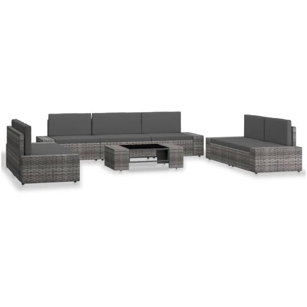 8-tlg. Garten-Lounge-Set Poly Rattan Grau