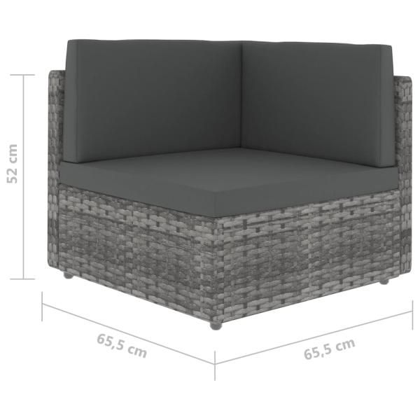 10-tlg. Garten-Lounge-Set Poly Rattan Grau