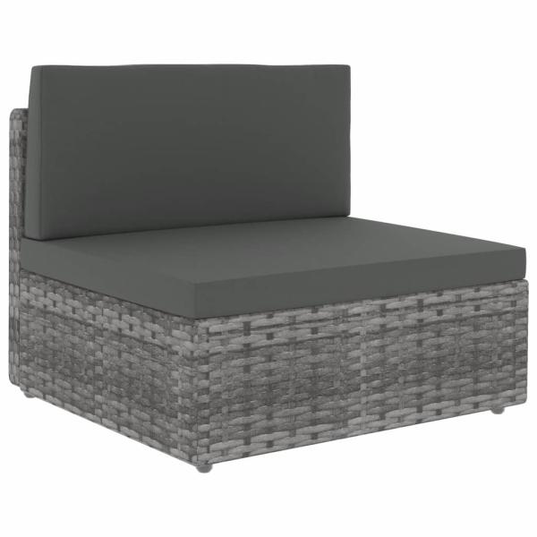10-tlg. Garten-Lounge-Set Poly Rattan Grau