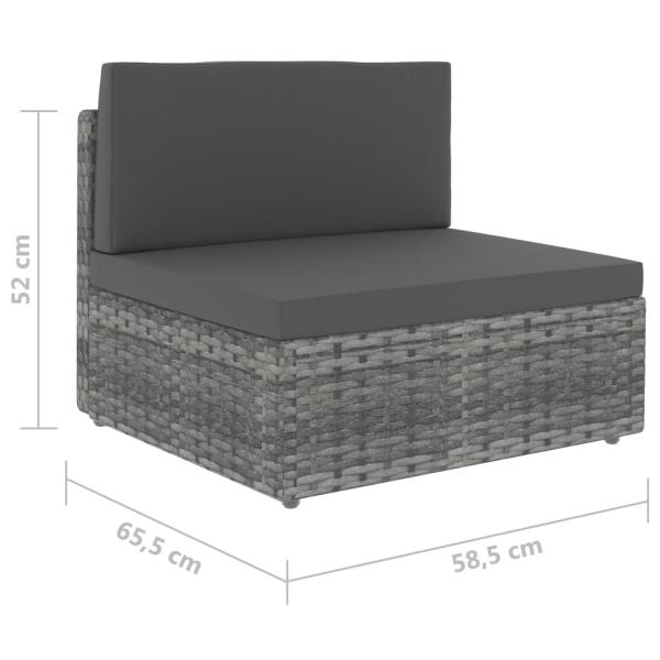 10-tlg. Garten-Lounge-Set Poly Rattan Grau