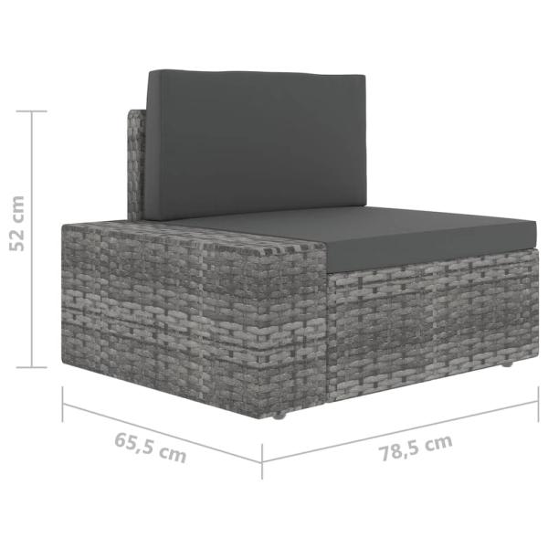 11-tlg. Garten-Lounge-Set mit Kissen Grau Poly Rattan