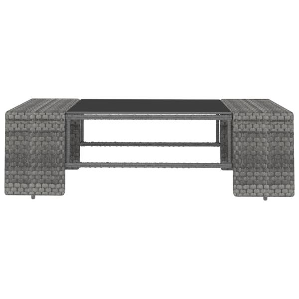 11-tlg. Garten-Lounge-Set mit Kissen Grau Poly Rattan