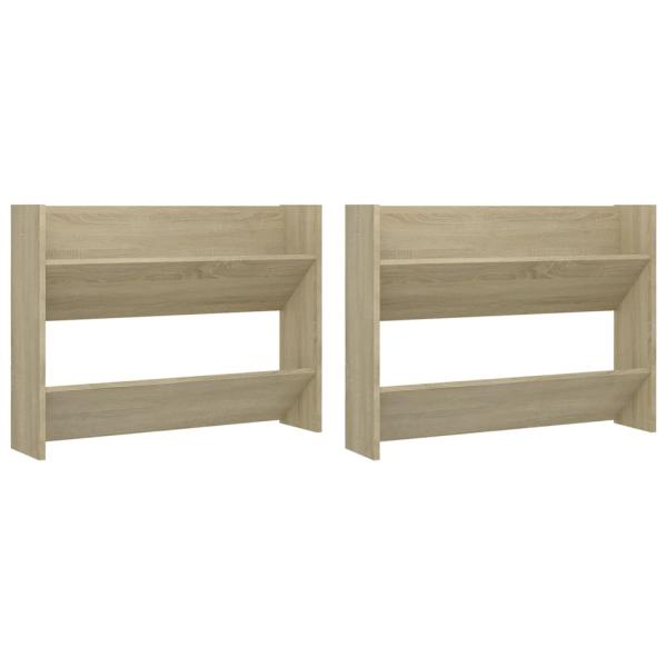 Wand-Schuhschränke 2 Stk. Sonoma-Eiche 80x18x60cm Holzwerkstoff