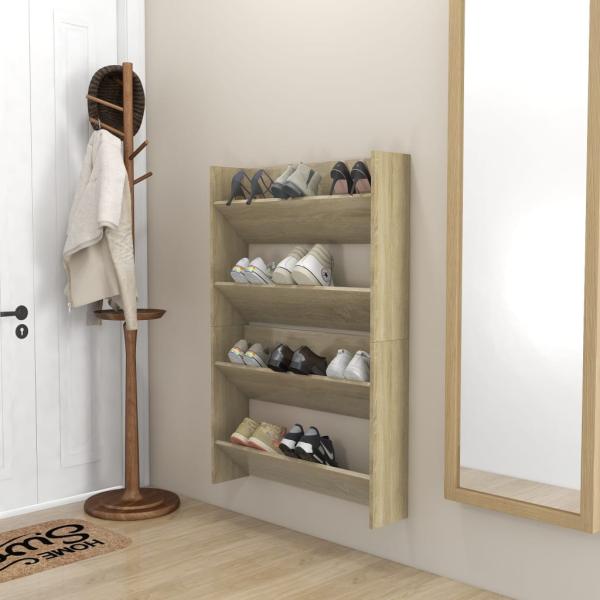 Wand-Schuhschränke 2 Stk. Sonoma-Eiche 80x18x60cm Holzwerkstoff