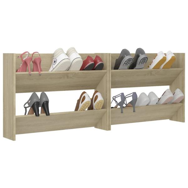 Wand-Schuhschränke 2 Stk. Sonoma-Eiche 80x18x60cm Holzwerkstoff