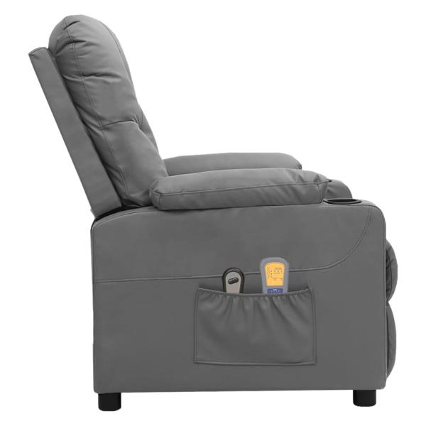 Massagesessel Elektrisch Grau Kunstleder