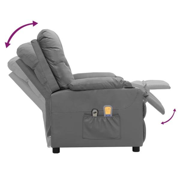 Massagesessel Elektrisch Grau Kunstleder