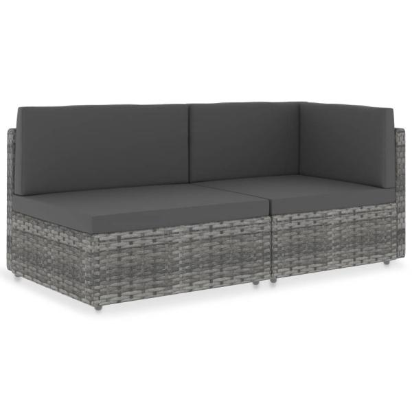 ARDEBO.de - Modulares 2-Sitzer-Sofa Poly Rattan Grau