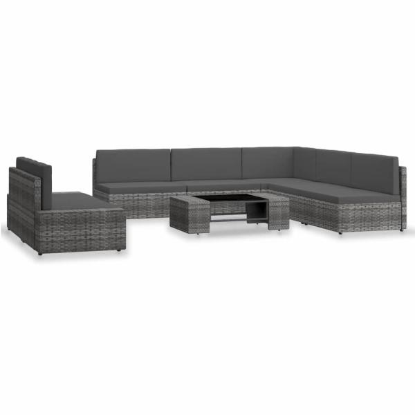 ARDEBO.de - 7-tlg. Garten-Lounge-Set Poly Rattan Grau