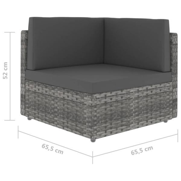 7-tlg. Garten-Lounge-Set Poly Rattan Grau