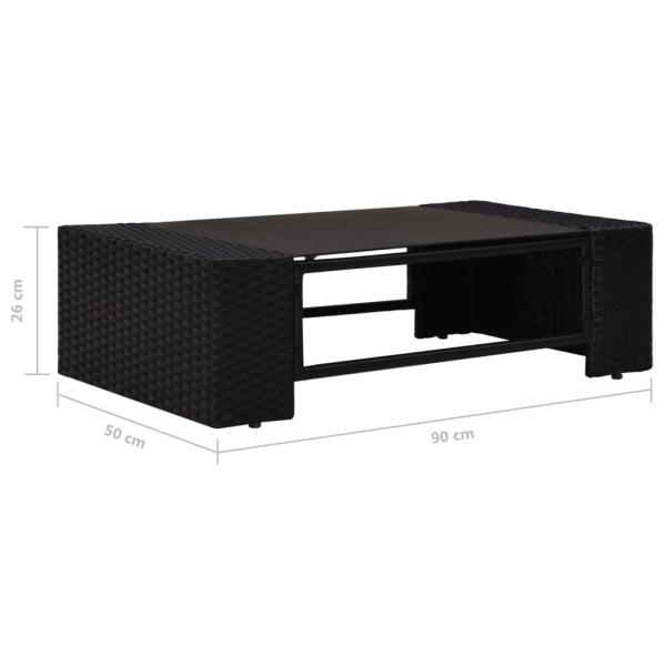 8-tlg. Garten-Lounge-Set mit Kissen Schwarz Poly Rattan