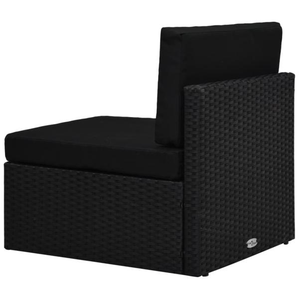 9-tlg. Garten-Lounge-Set mit Kissen Schwarz Poly Rattan