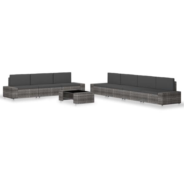 ARDEBO.de - 8-tlg. Garten-Lounge-Set Poly Rattan Grau