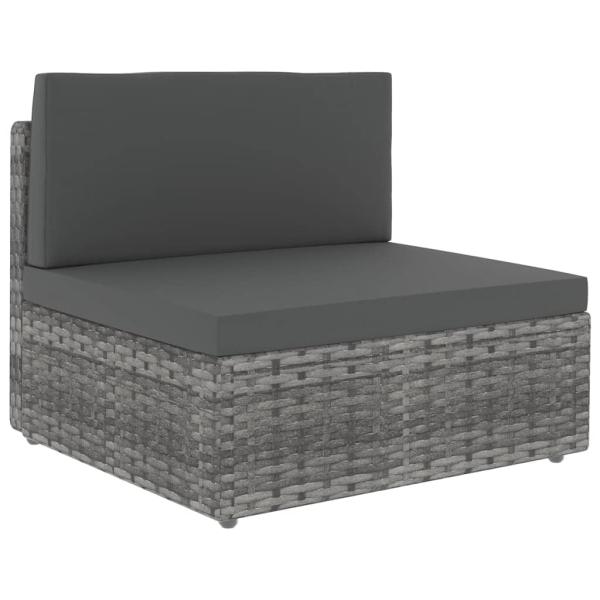 10-tlg. Garten-Lounge-Set mit Kissen Grau Poly Rattan