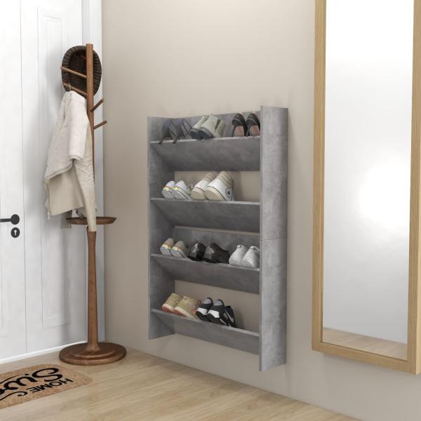 Wand-Schuhschränke 2 Stk. Betongrau 80x18x60 cm Holzwerkstoff