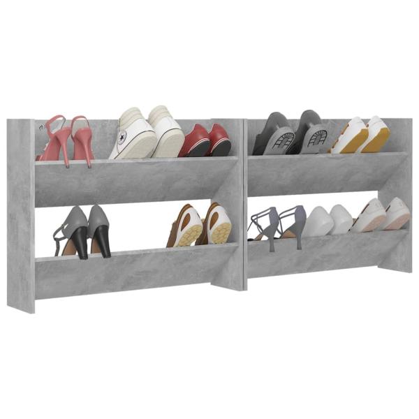 Wand-Schuhschränke 2 Stk. Betongrau 80x18x60 cm Holzwerkstoff