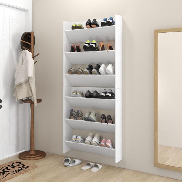 Wand-Schuhschränke 2 Stk. Weiß 80x18x90 cm Holzwerkstoff