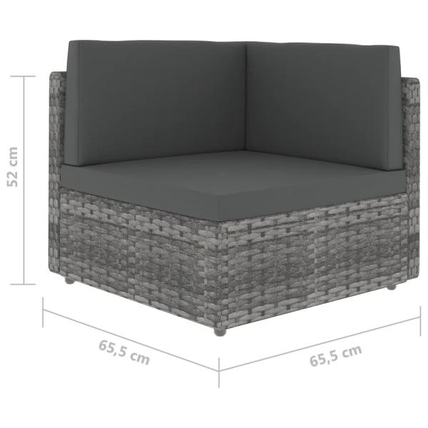 8-tlg. Garten-Lounge-Set mit Kissen Grau Poly Rattan