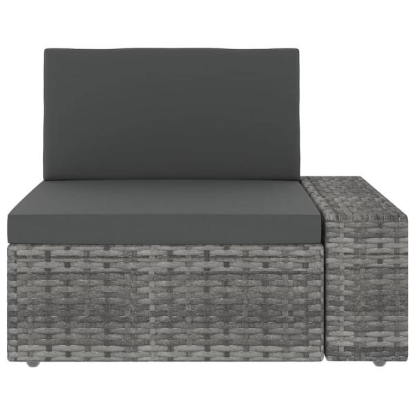 5-tlg. Garten-Lounge-Set mit Kissen Grau Poly Rattan