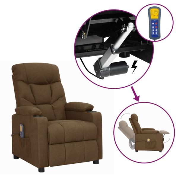ARDEBO.de - Massagesessel mit Aufstehhilfe Braun Stoff