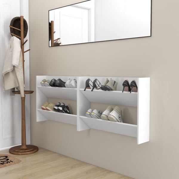 ARDEBO.de - Wand-Schuhschränke 2 Stk. Weiß 80x18x60 cm Holzwerkstoff