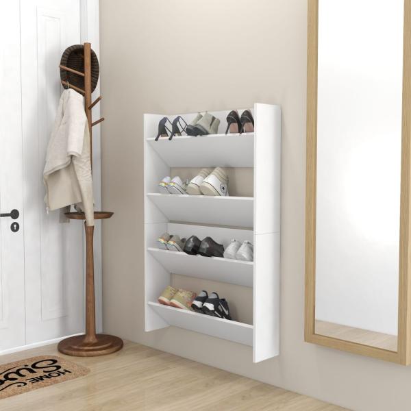 Wand-Schuhschränke 2 Stk. Weiß 80x18x60 cm Holzwerkstoff