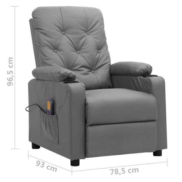 Massagesessel mit Aufstehhilfe Grau Kunstleder