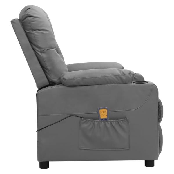 Massagesessel mit Aufstehhilfe Grau Kunstleder