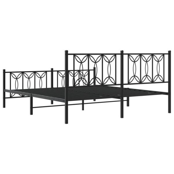 Metallbett ohne Matratze mit Fußteil Schwarz 180x200 cm