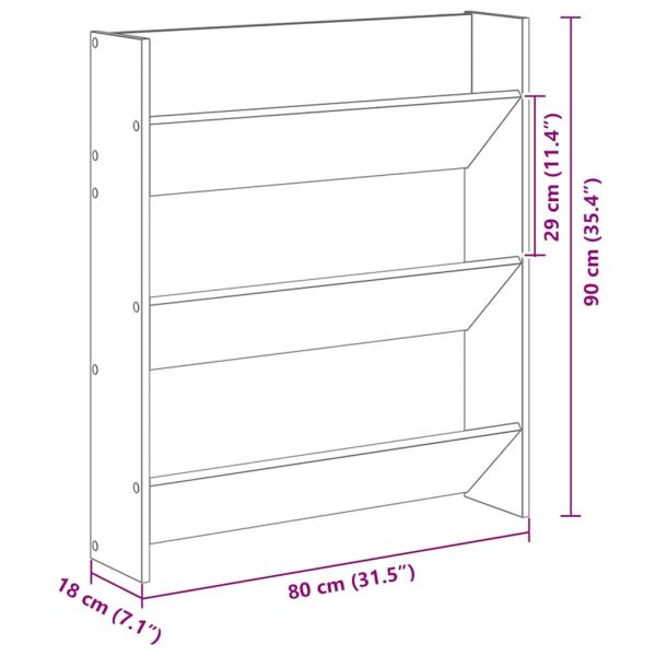 Wand-Schuhschrank Betongrau 80x18x90 cm Holzwerkstoff
